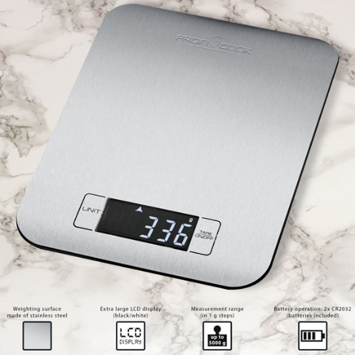 Balança de cozinha, da Proficook inox, PROFICOOK