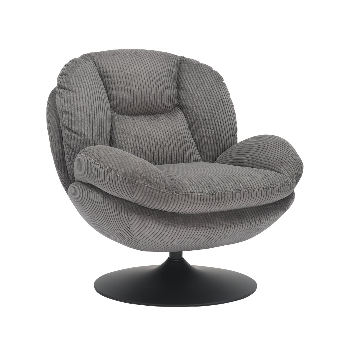 Fauteuil pivotant velours côtelé gris gris clair, ZAGO