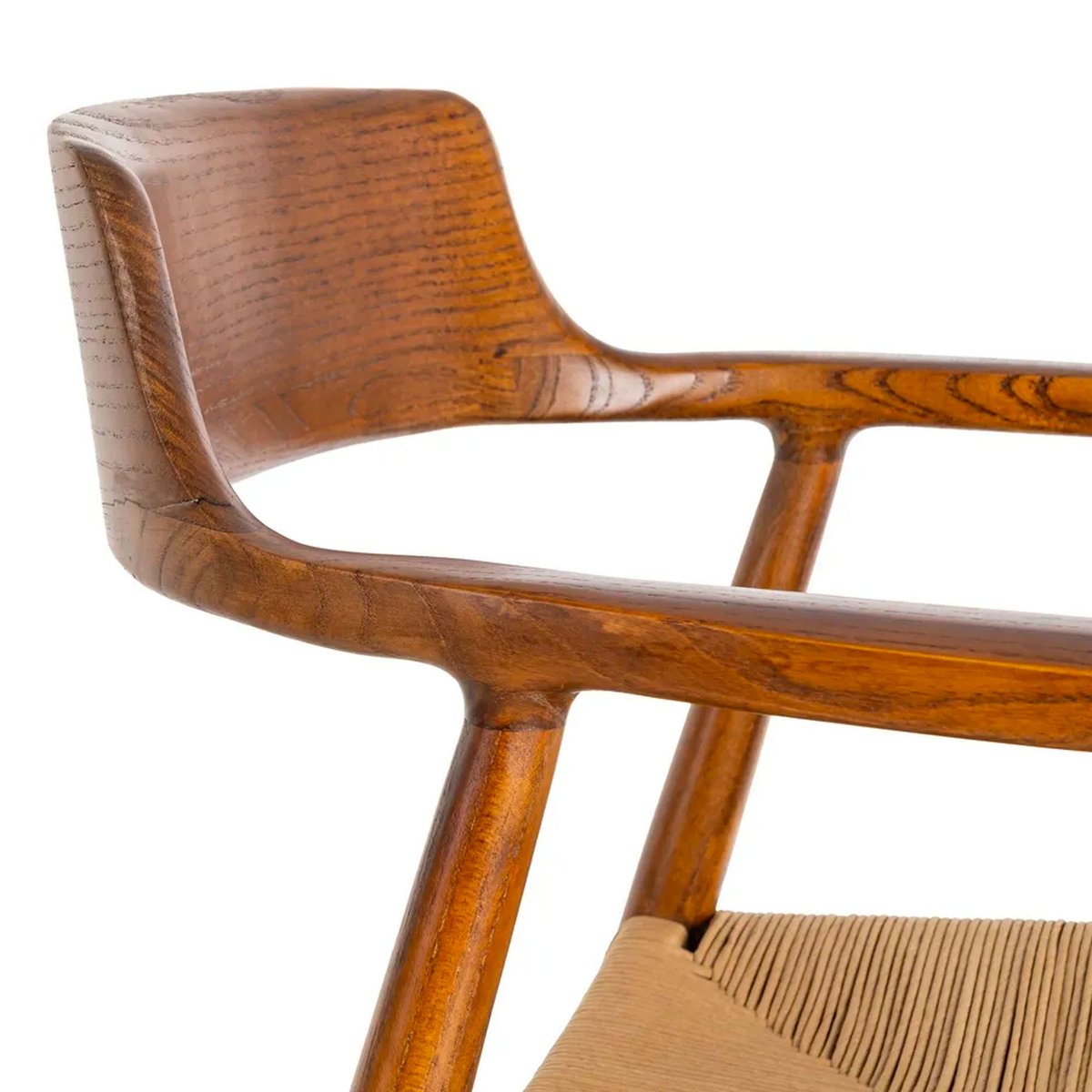 Fauteuil design en bois d'hévéa et assise cordage 57x57x78cm bois, WADIGA