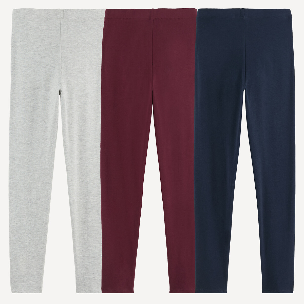 Lot de 3 leggings bleu marine + gris + bordeaux, LA REDOUTE COLLECTIONS