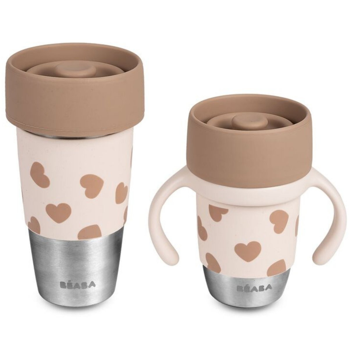Coffret duo 2 tasses rose, marron, BEABA