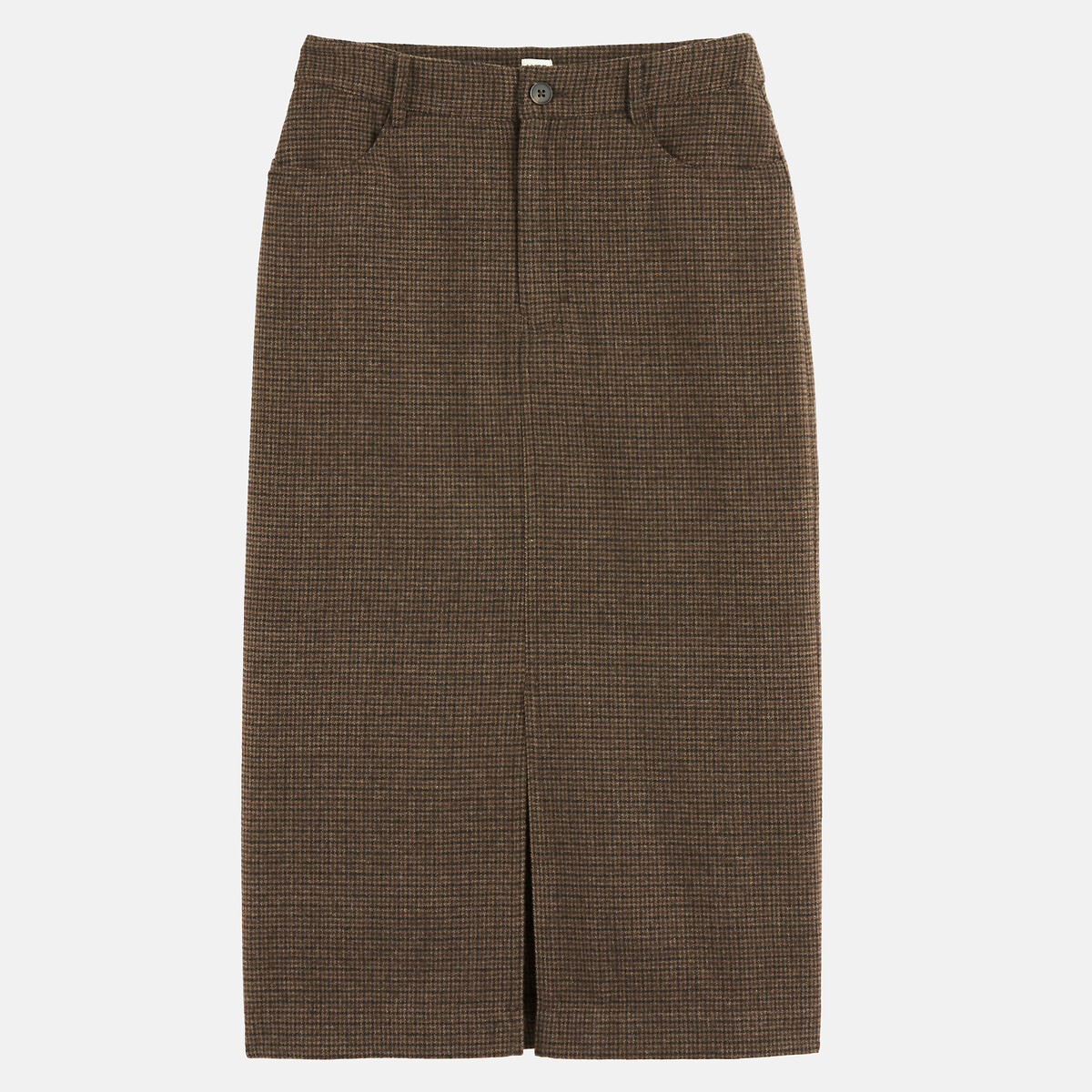 Gonna a tubino a quadri, lunghezza midi quadri marrone, LA REDOUTE COLLECTIONS