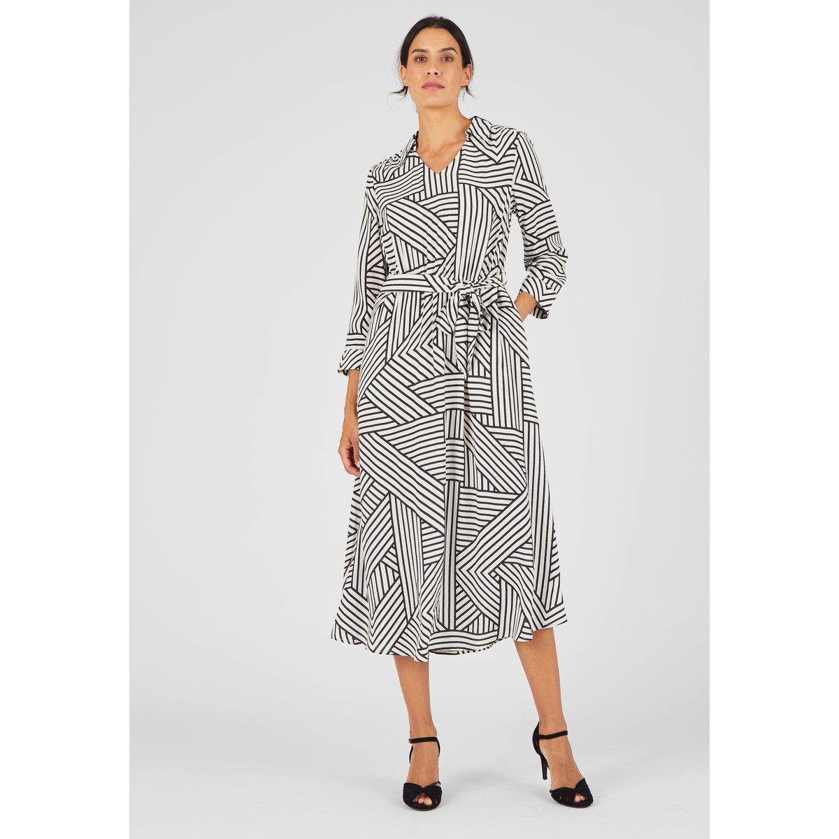 Robe crêpe imprimé graphique noir/blanc graphique, DAMART