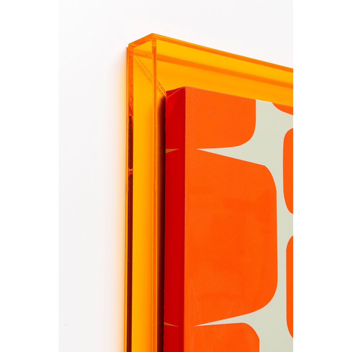 Toile en polyester encadrement polymère, SQUARE CHAINS orange, KARE DESIGN