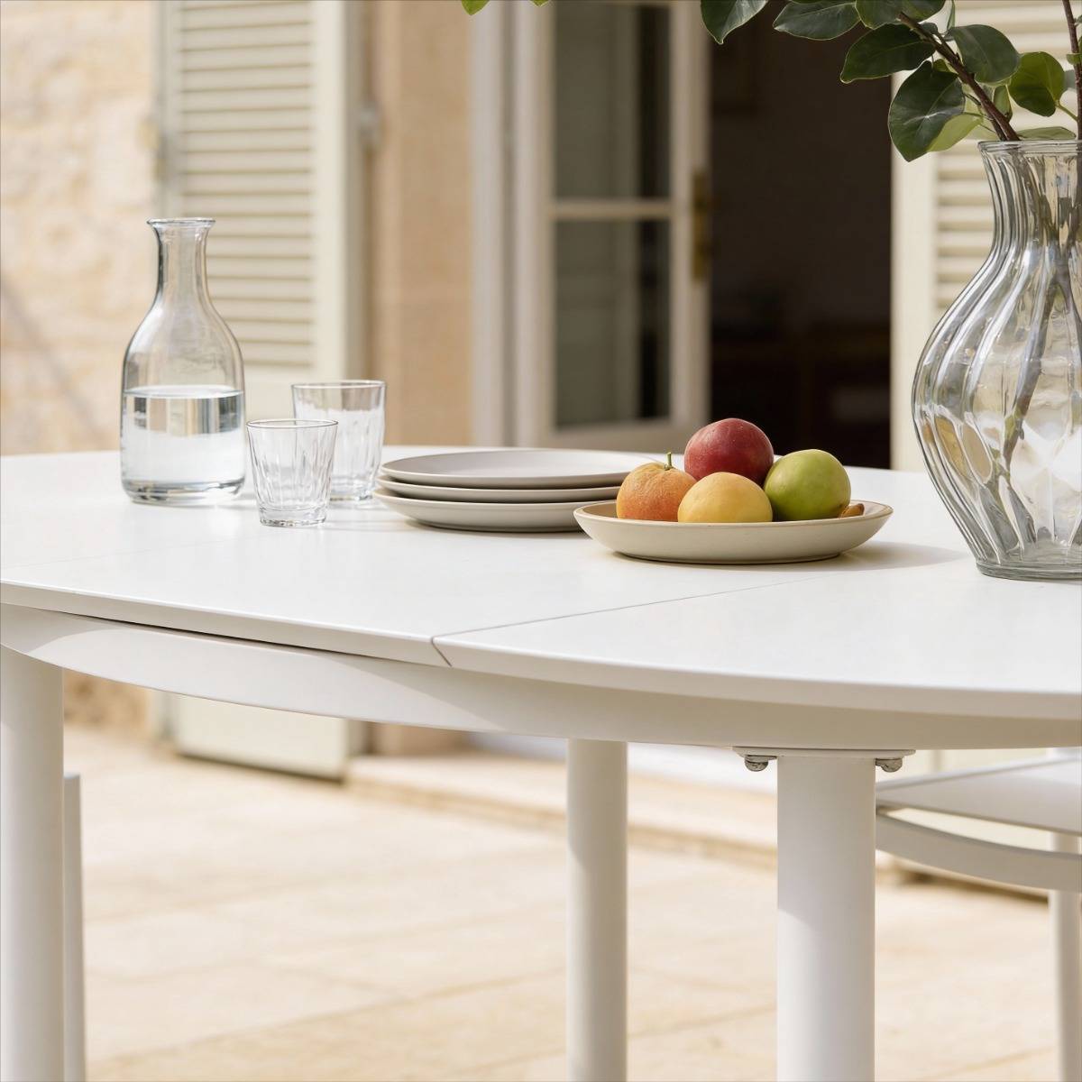 Table de jardin en aluminium ronde KAÏA blanc, MADE IN MEUBLES