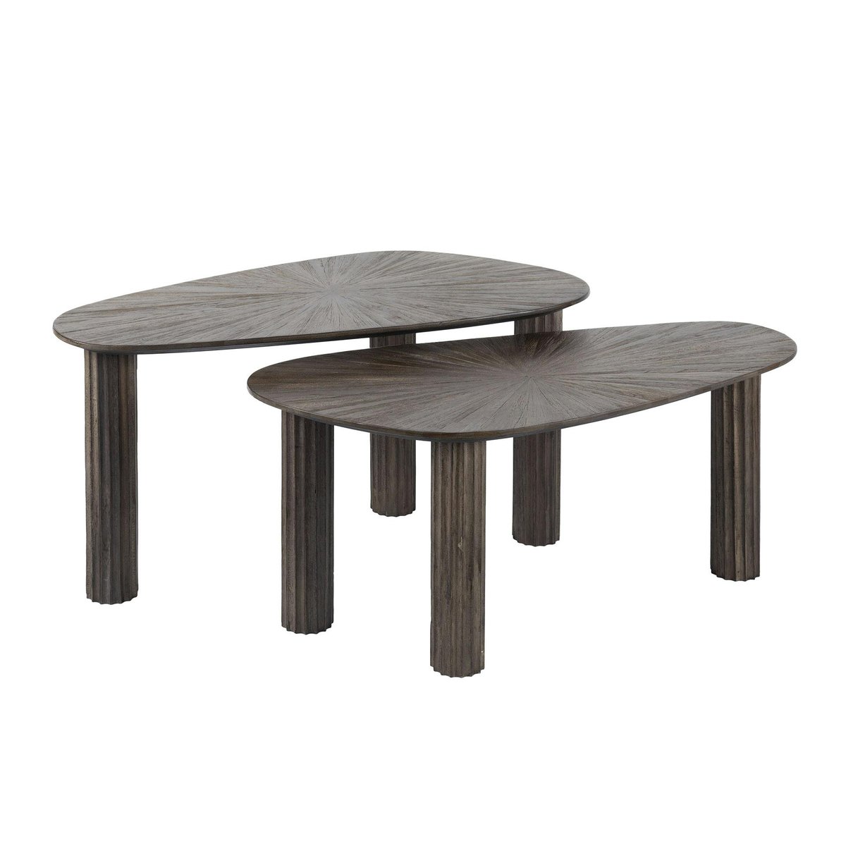 Table basse organique en bois de teck forme galet (lot de 2) YOGY bois naturel, PIER IMPORT