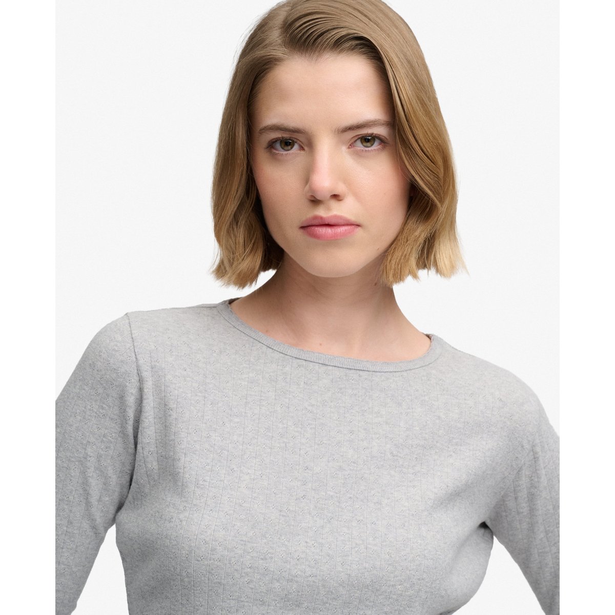 Top Athletic Essentials Pointelle Coupe Décontractée gris chiné, SUPERDRY