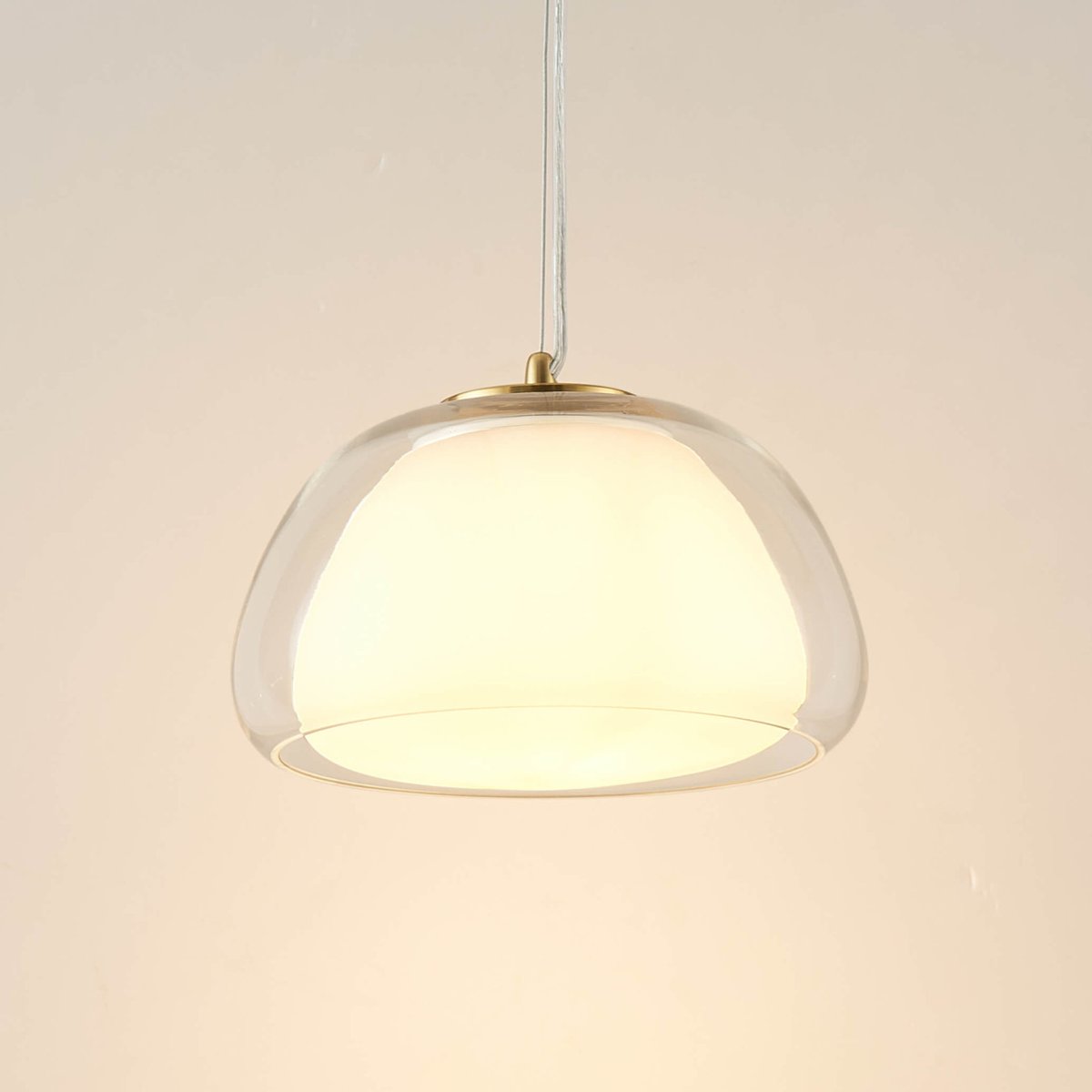 Suspension contemporaine en verre - LOMELIA transparent et blanc, KOSILUM
