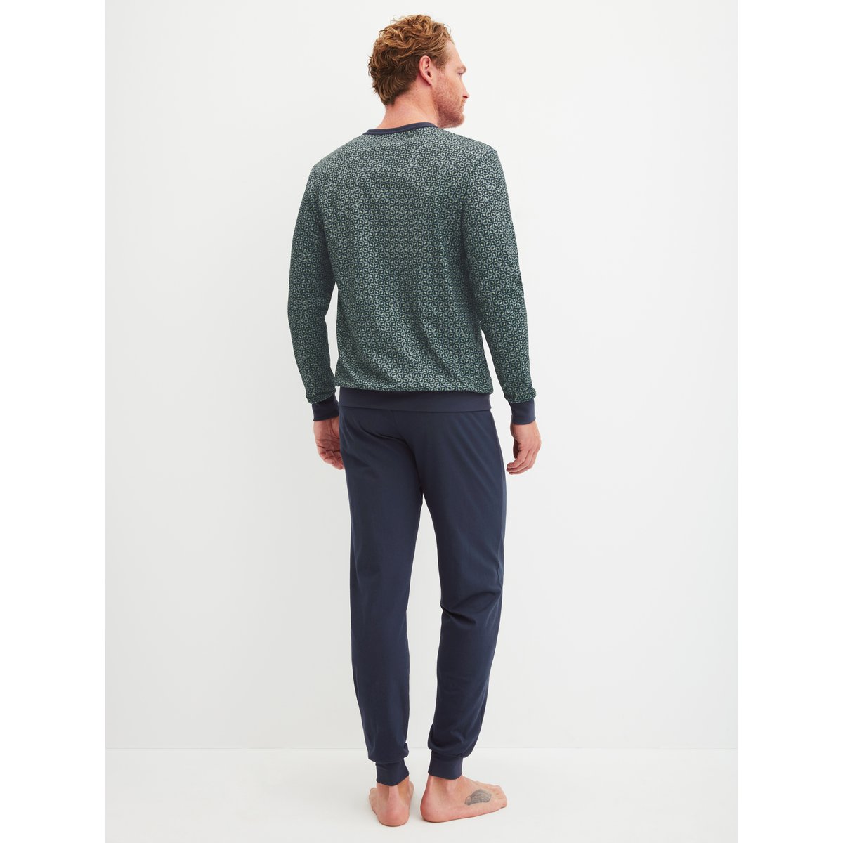 Pyjama avec bords élastiques manches longues Coton COTTON SPECIAL bleu foncé, CALIDA