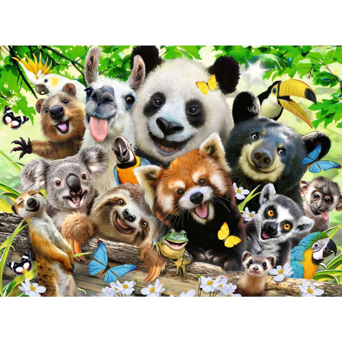 Puzzle 300 pièces XXL - Le selfie des animaux sauvages couleur unique, RAVENSBURGER