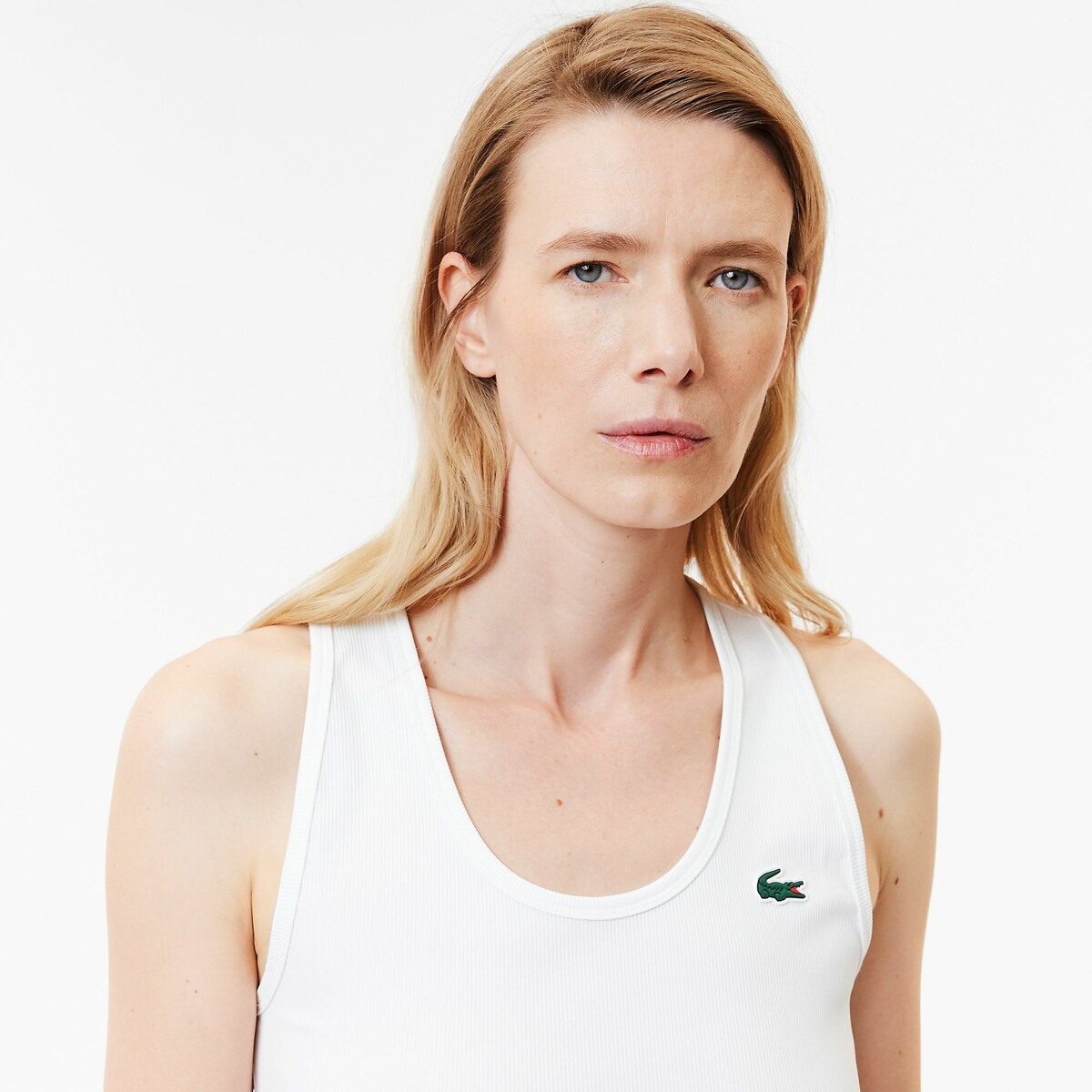 Top girocollo senza maniche bianco, LACOSTE
