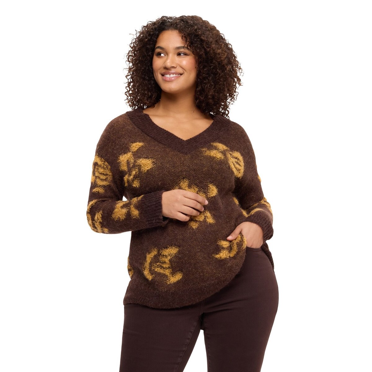 Pull avec imprimé marron, FIORELLA RUBINO