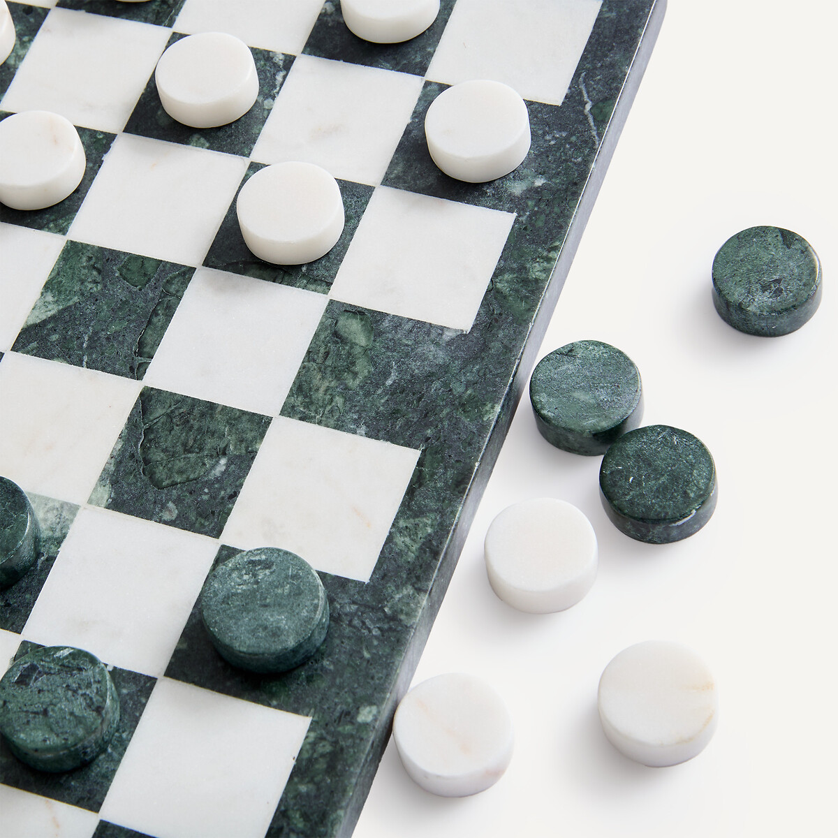 Jeu de dames en marbre, ANDROMA vert émeraude/blanc, AM.PM