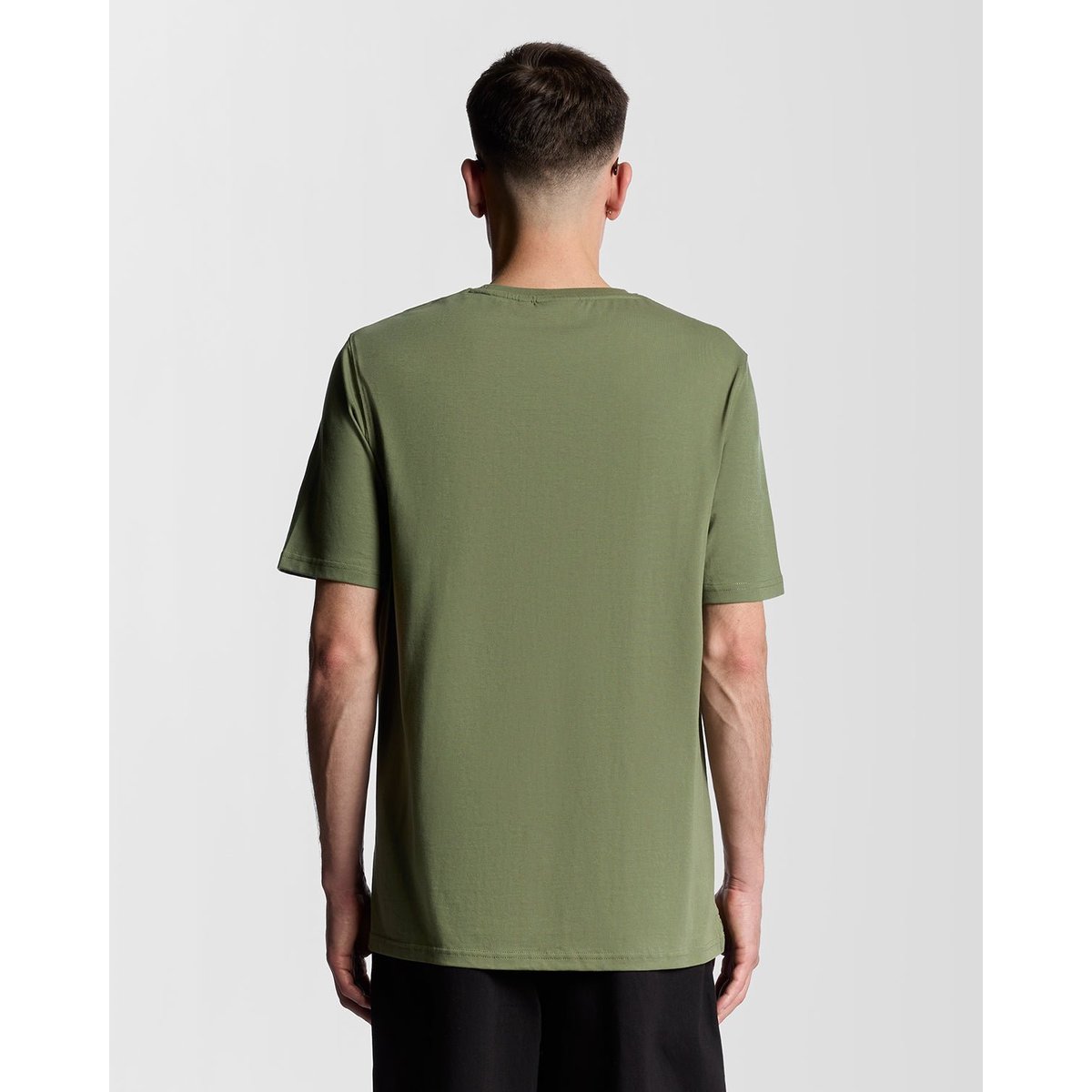 T-shirt logo script en coton col rond vert olive, LYLE & SCOTT