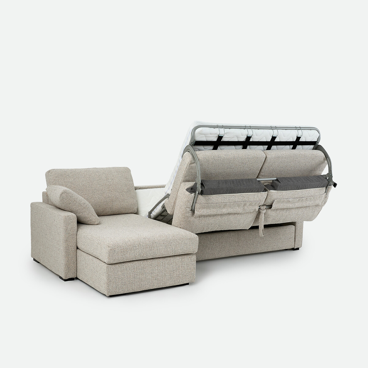 Canapé d'angle, convertible, 4 places, Standard, tissu texturé moucheté, TIMOR ecru/bleu, LA REDOUTE INTERIEURS