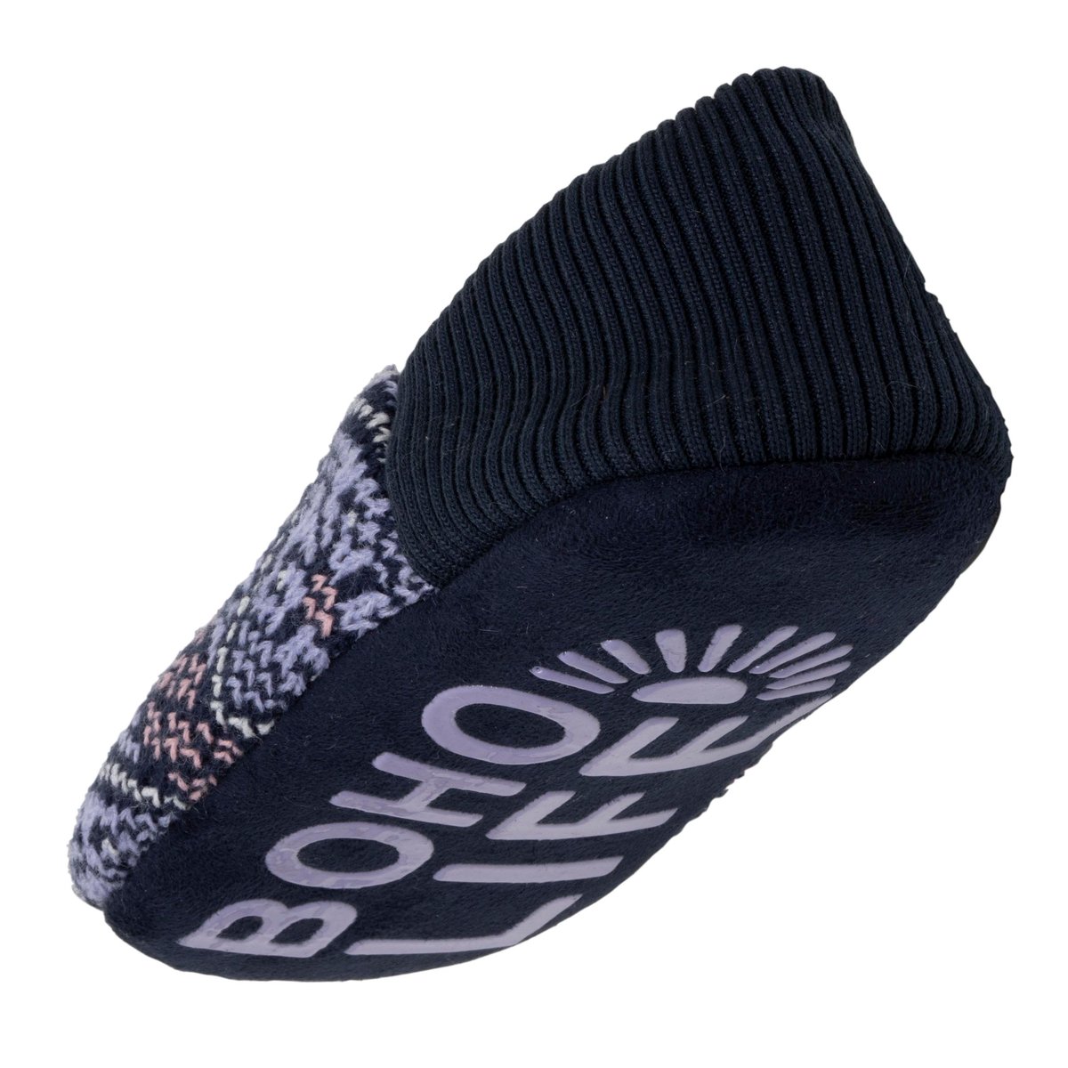 Chaussettes d'intérieur maille jacquard, picots antidérapants bleu, ISOTONER