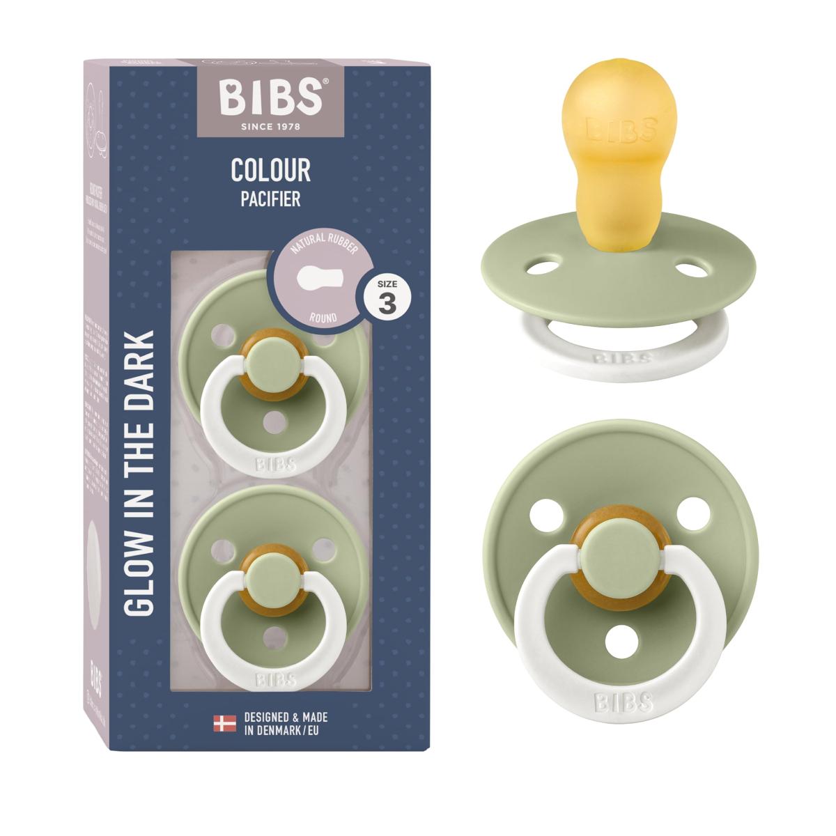 Lot de 2 sucettes - Latex de caoutchouc naturel - phosphorescent Taille 2 18 mois Sage couleur unique, Bibs