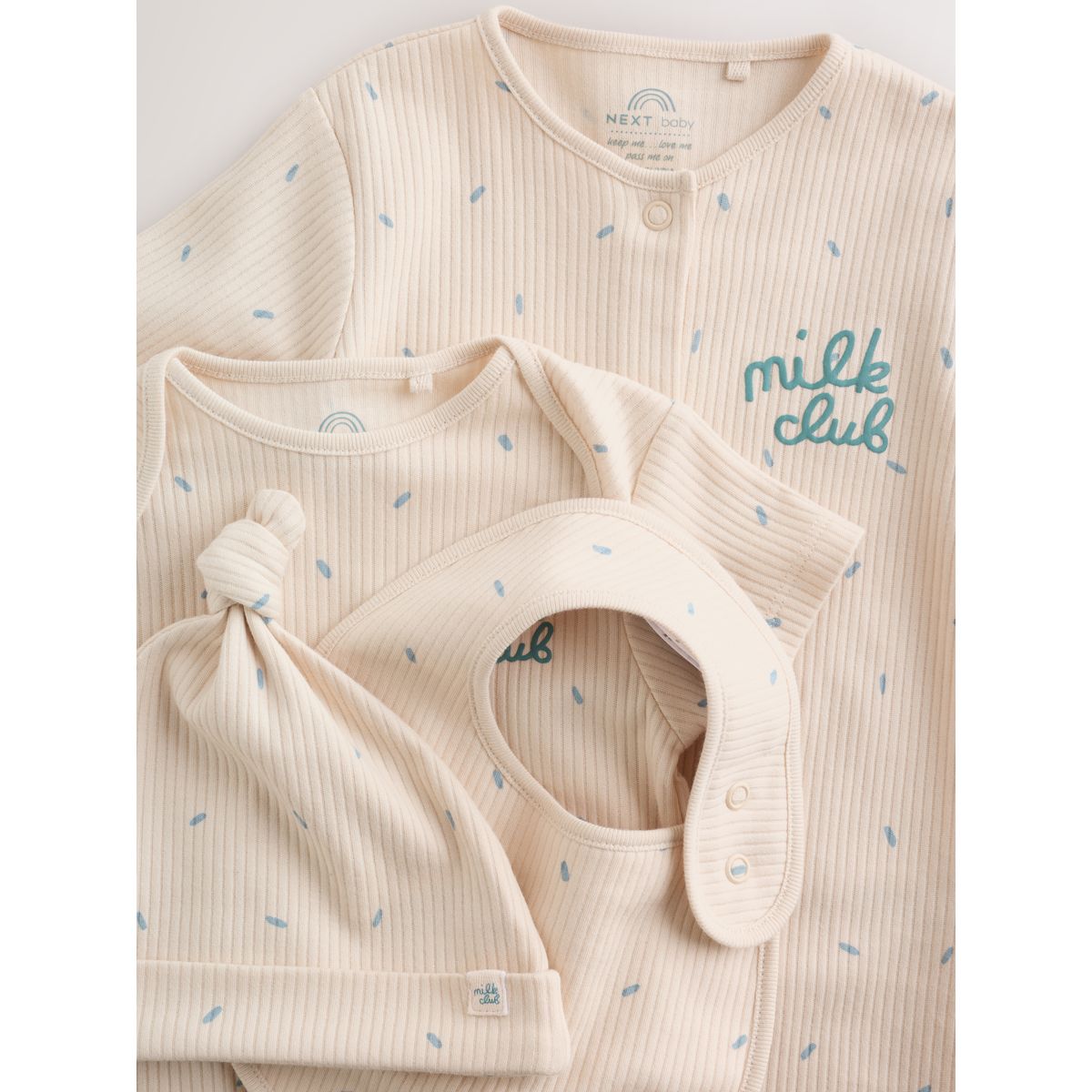 Dors-bien, body, bonnet et bavoir, lot de 4 neutral milk club, NEXT
