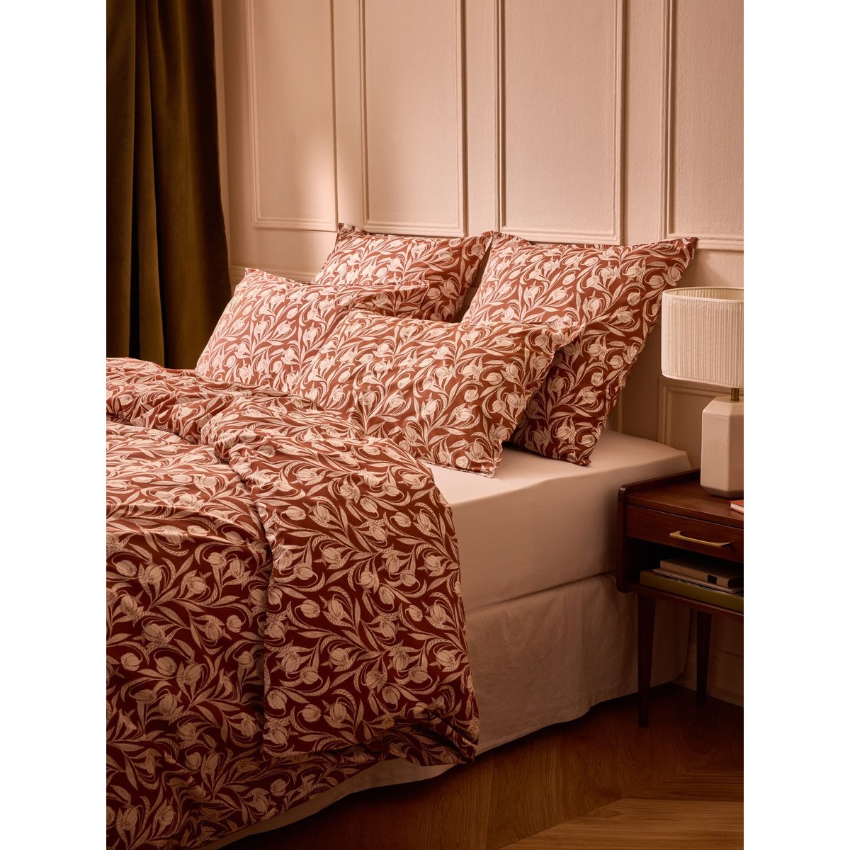Taie d'oreiller percale de coton "Lucie" bordeaux, CYRILLUS