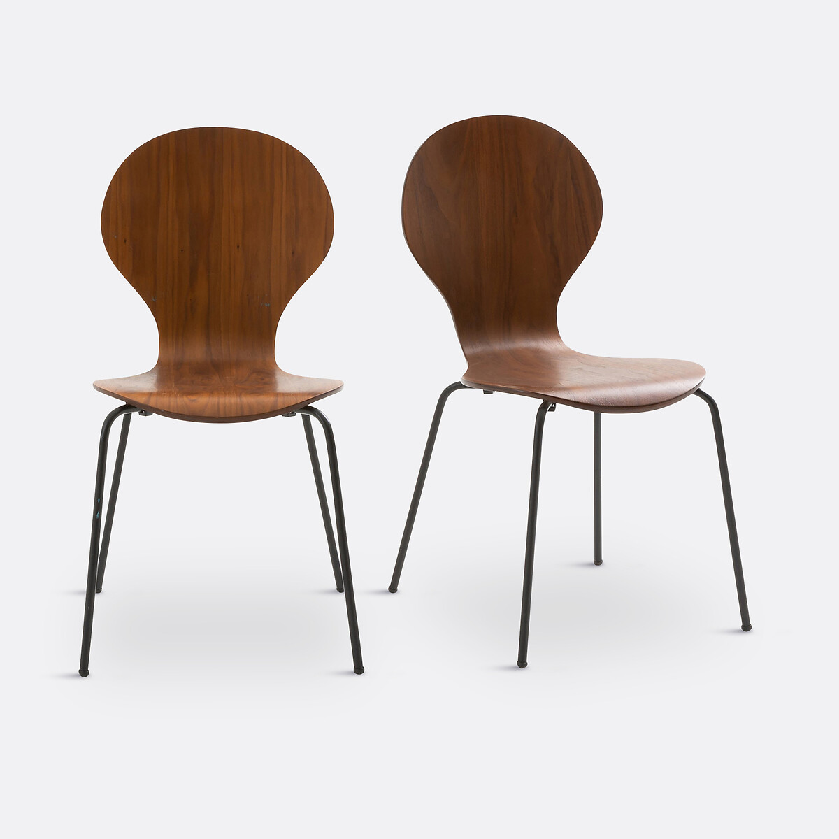 Lot de 2 chaises empilables, Lenon noir/teinté noyer, LA REDOUTE INTERIEURS