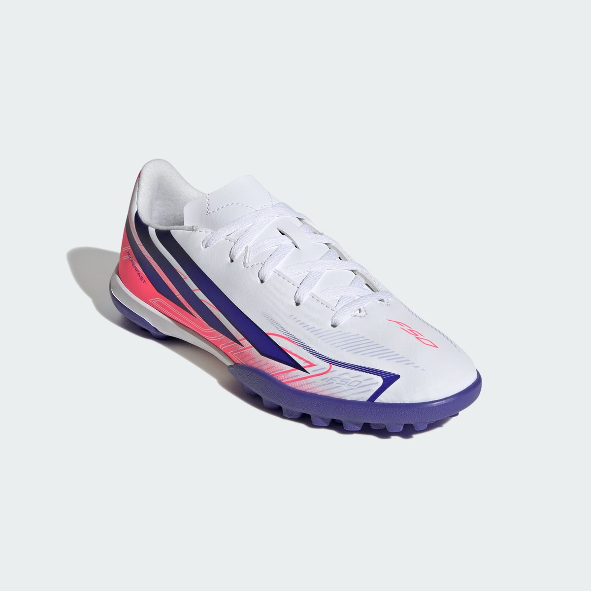 Chaussure De Football F50 Hyperfast Club Turf Enfants Chaussure De Football F50 Hyperfast Club Turf Enfants cloud white / solar purple / solar turbo, adidas Performance