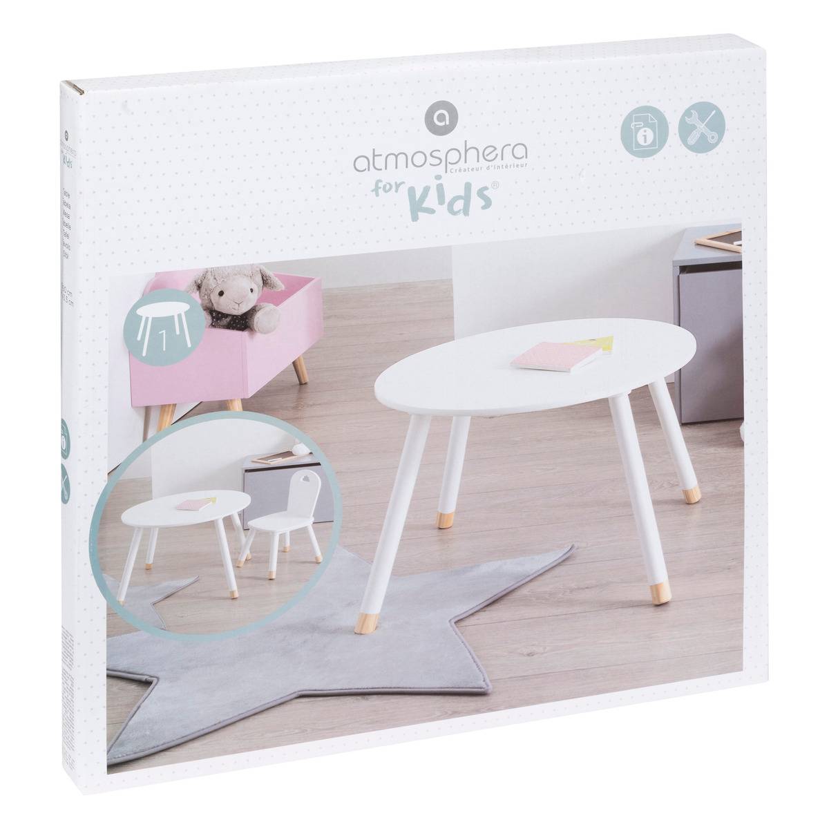 Table enfant ronde DOUCEUR blanc, ATMOSPHERA