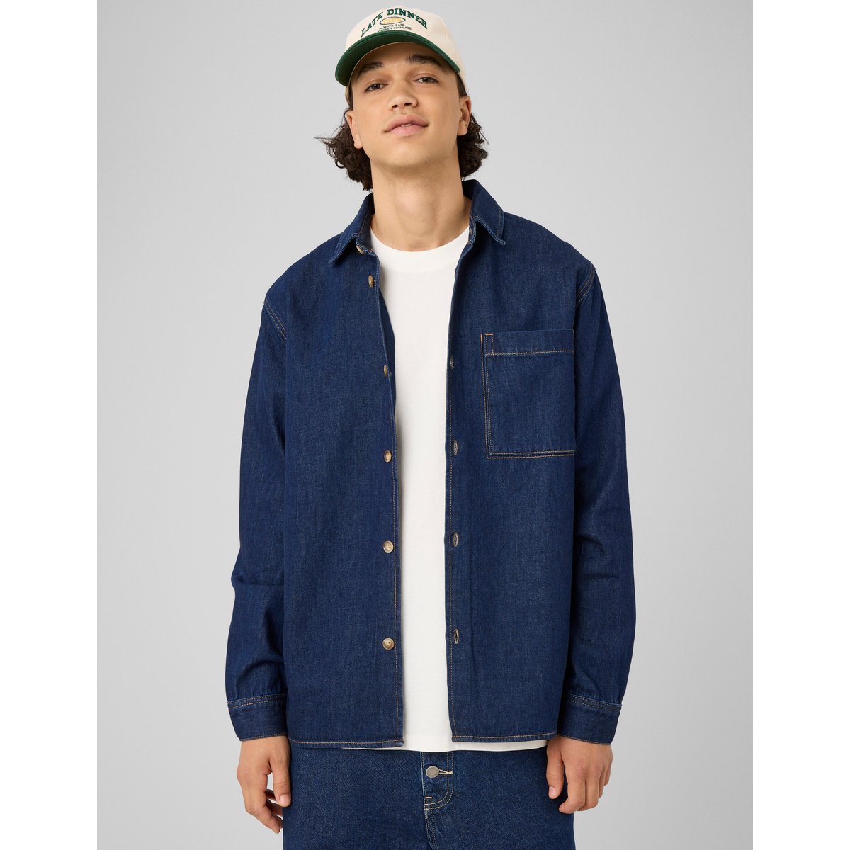 Chemise denim brut bleu moyen, BZB