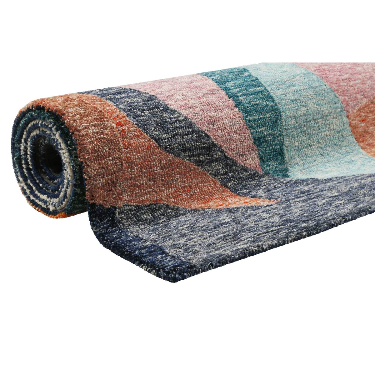 Tapis fait main à poil ras motif abstrait ,  Hills multicolore, ESPRIT