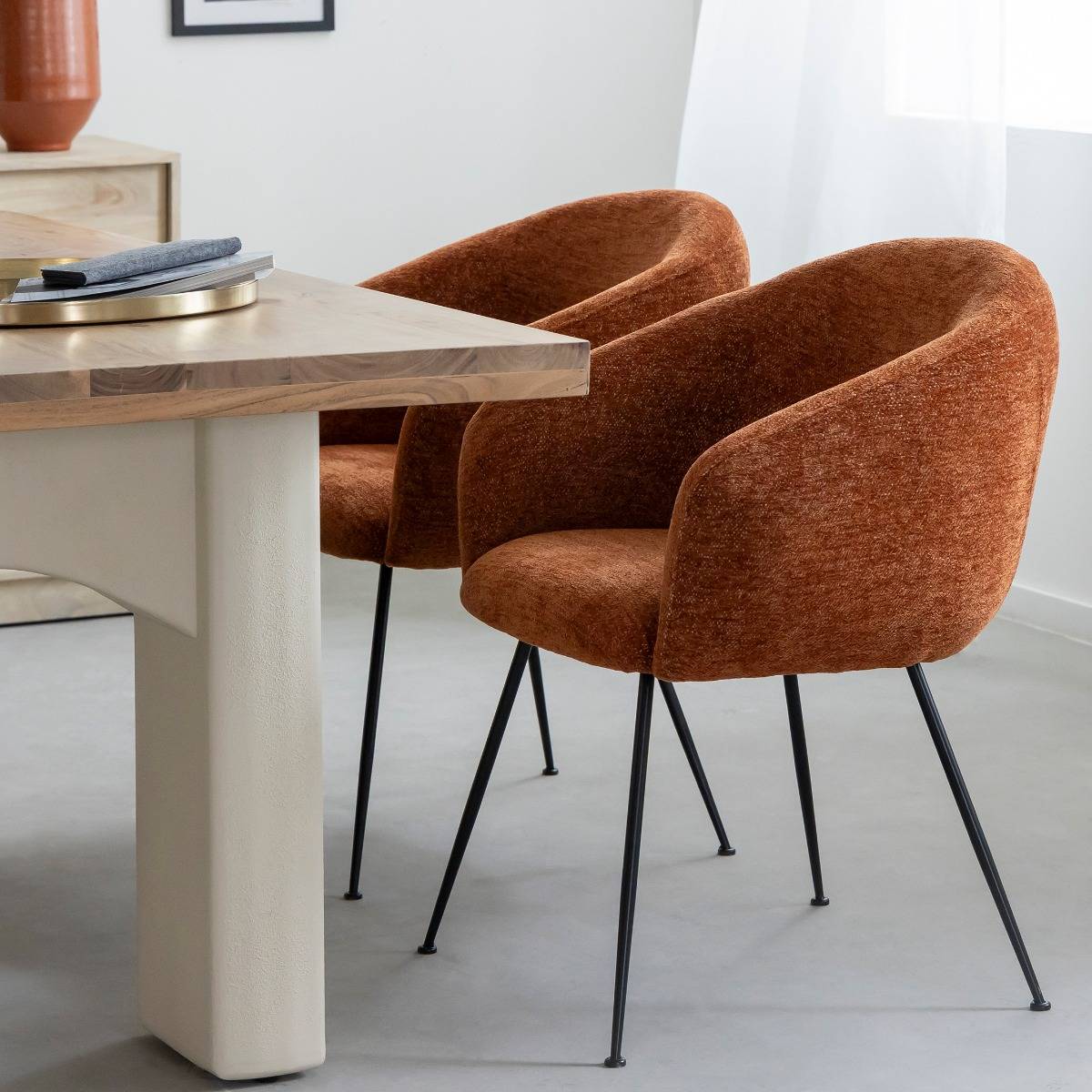 Chaise en tissu et métal SANDY orange, MADE IN MEUBLES