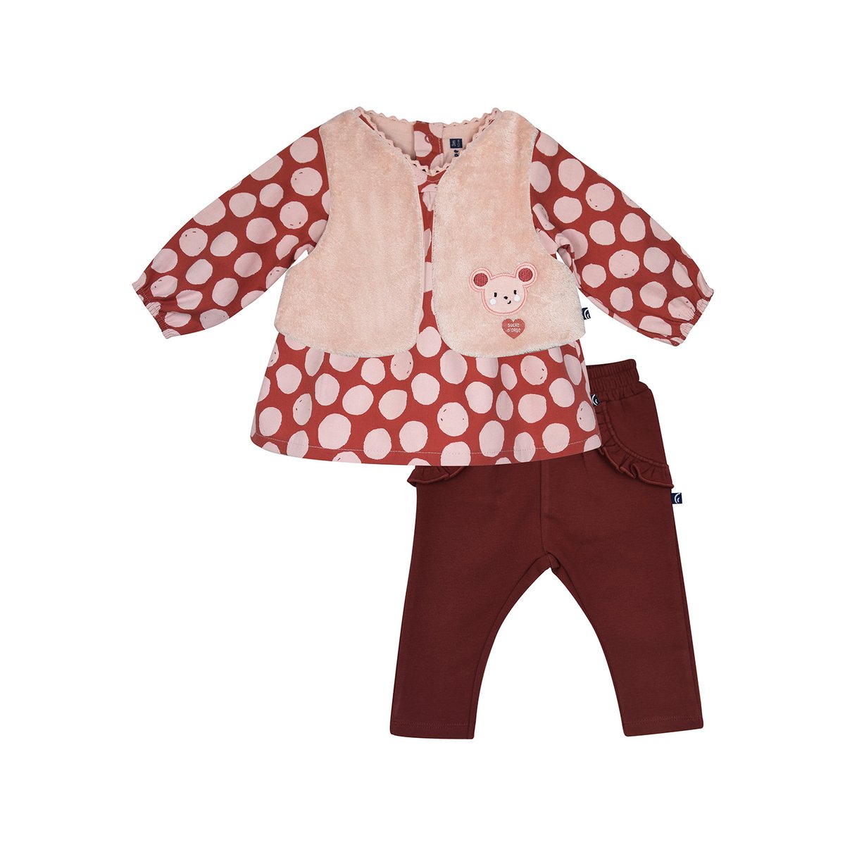 Tunique jegging gilet sans manches mia blanc, SUCRE D'ORGE