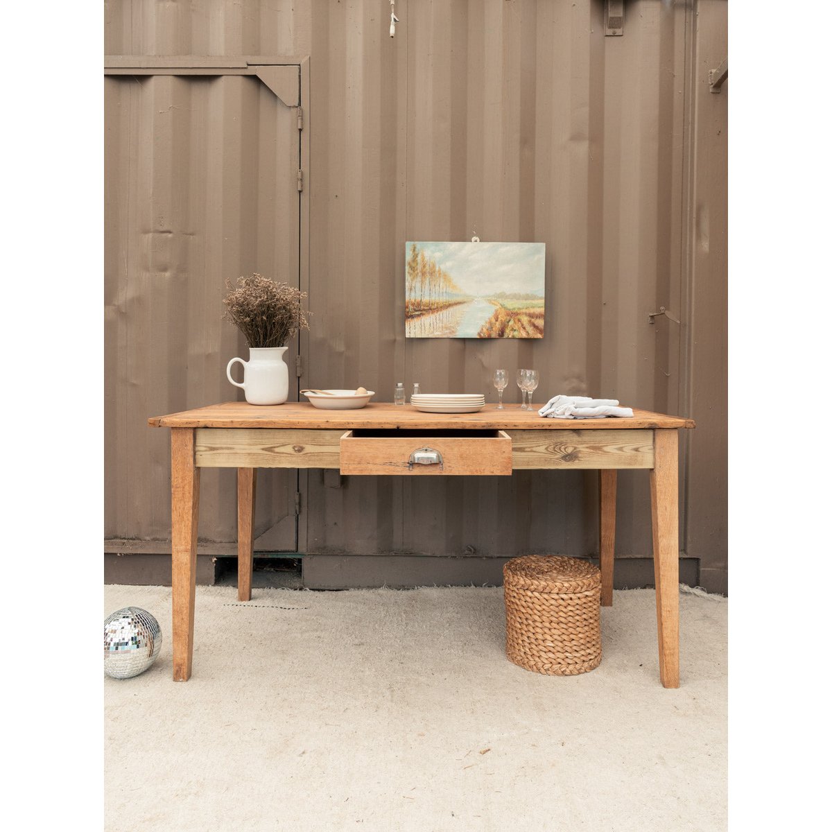 Table à manger de ferme en bois Romy N°1587 - Bon état bois clair, DEBONGOUT