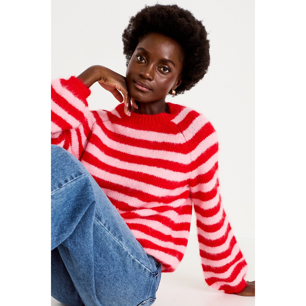 Pull ample col rond manches longues rouge, CACHE CACHE