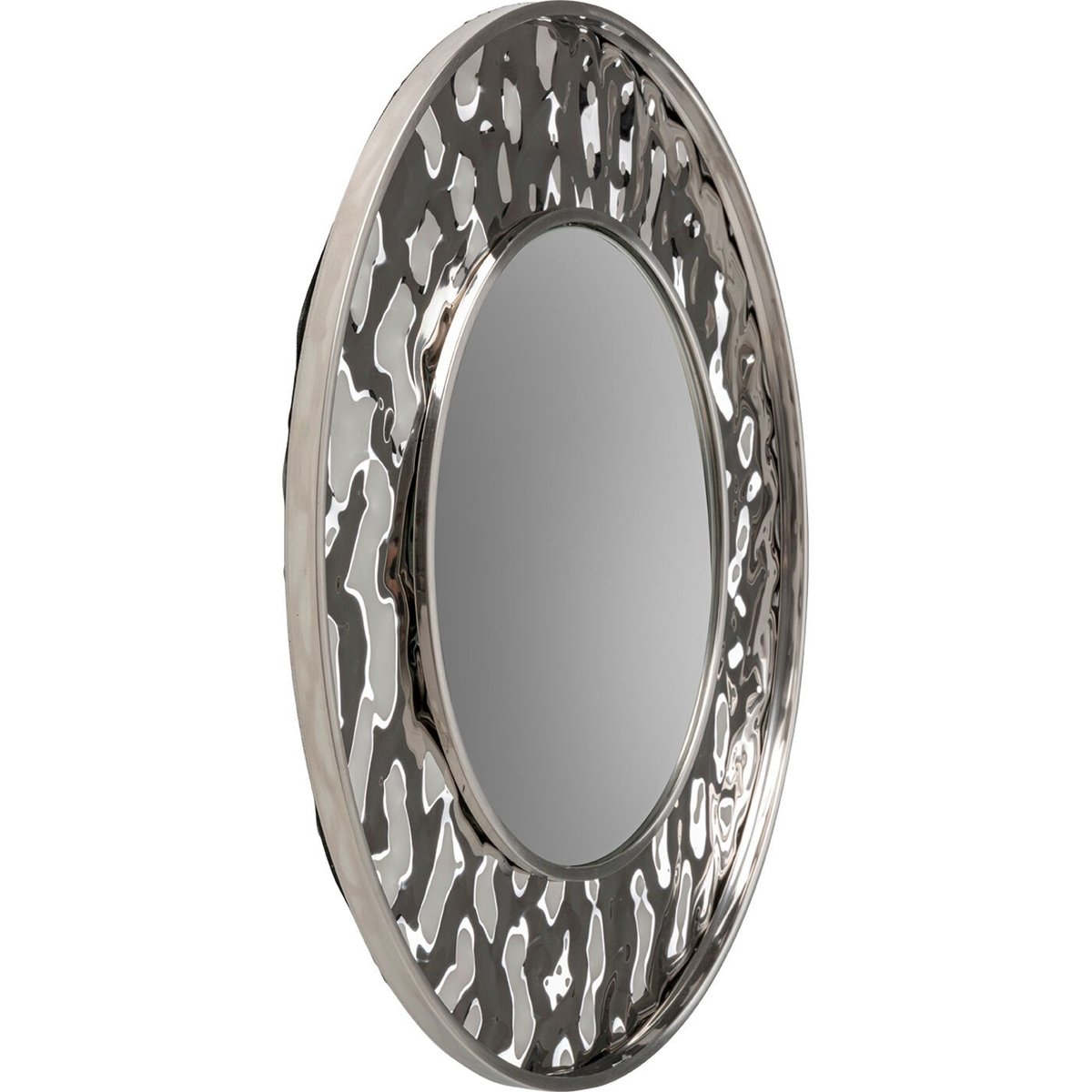 Miroir rond en acier texturé 69cm, CARINO argent, KARE DESIGN