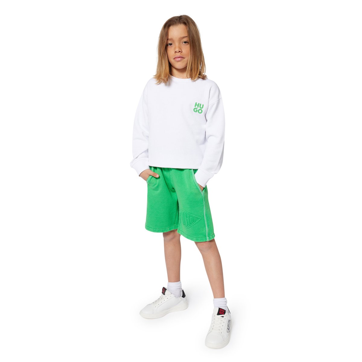 Bermuda de jogging en molleton island green, HUGO KIDSWEAR