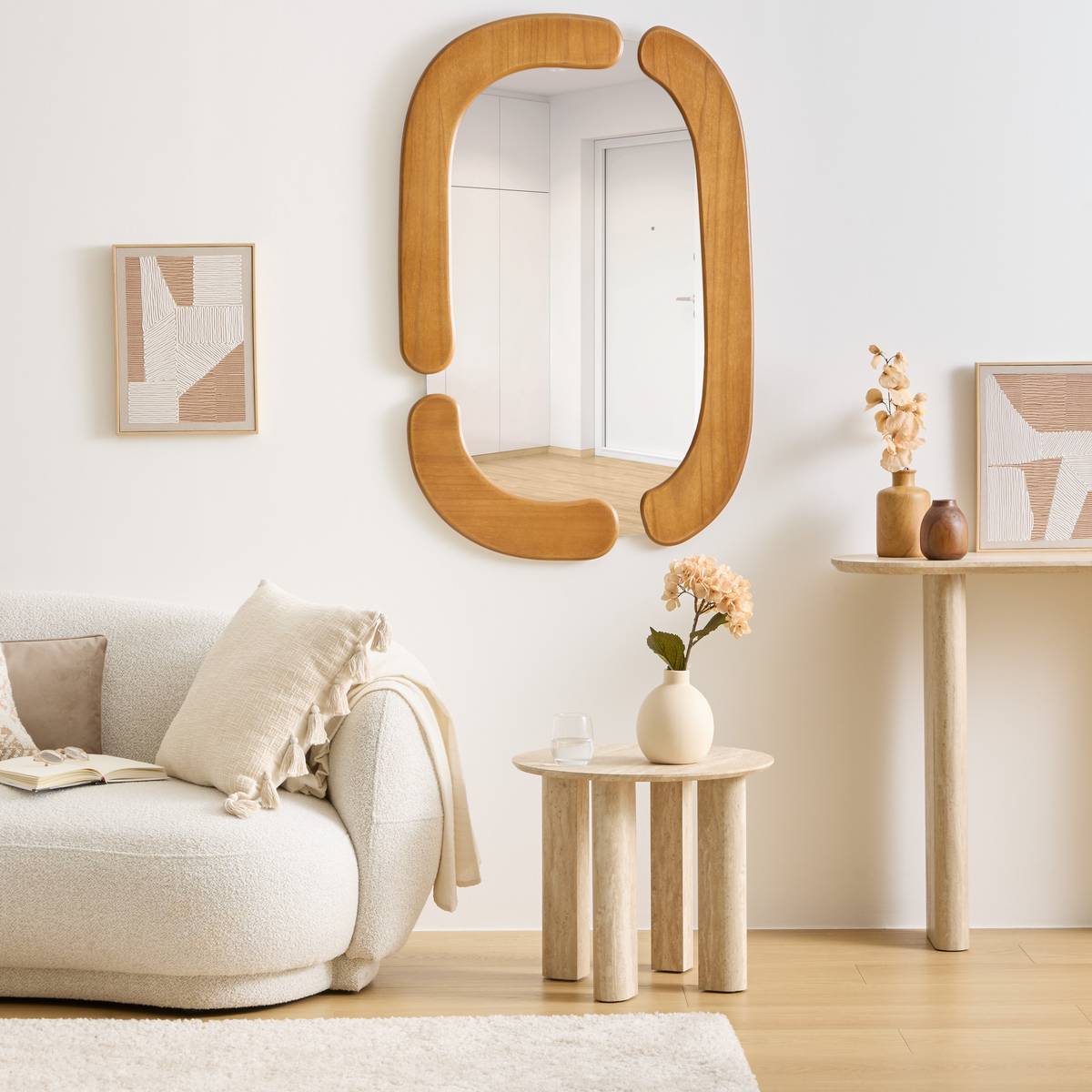 Miroir organique en bois 114cm ANTOINE marron, ATMOSPHERA