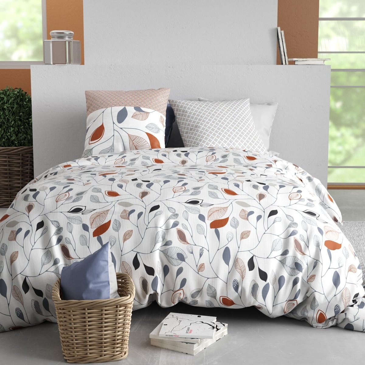 Parure housse de couette imprimée avec taie(s) en coton, FlOLIa multicolore, ATELIER DU COTON