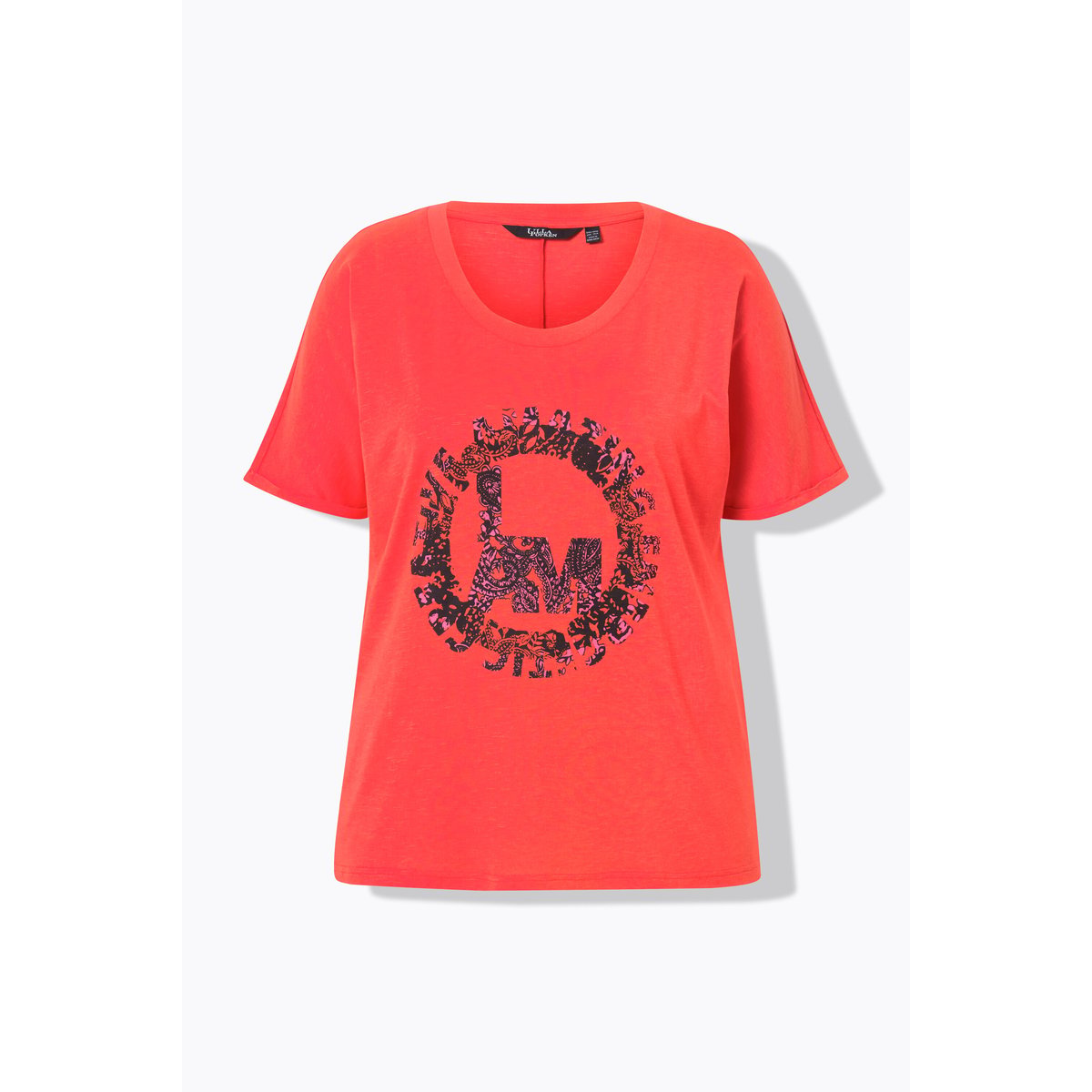 T-shirt oversize. Col rond et manches rouge clair, ULLA POPKEN