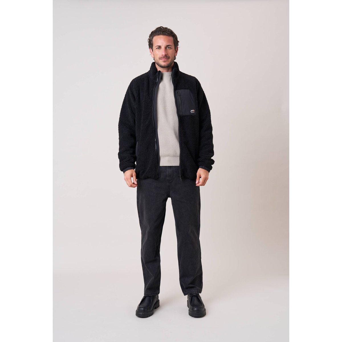 Veste regular homme effet sherpa HAZE black, DEELUXE