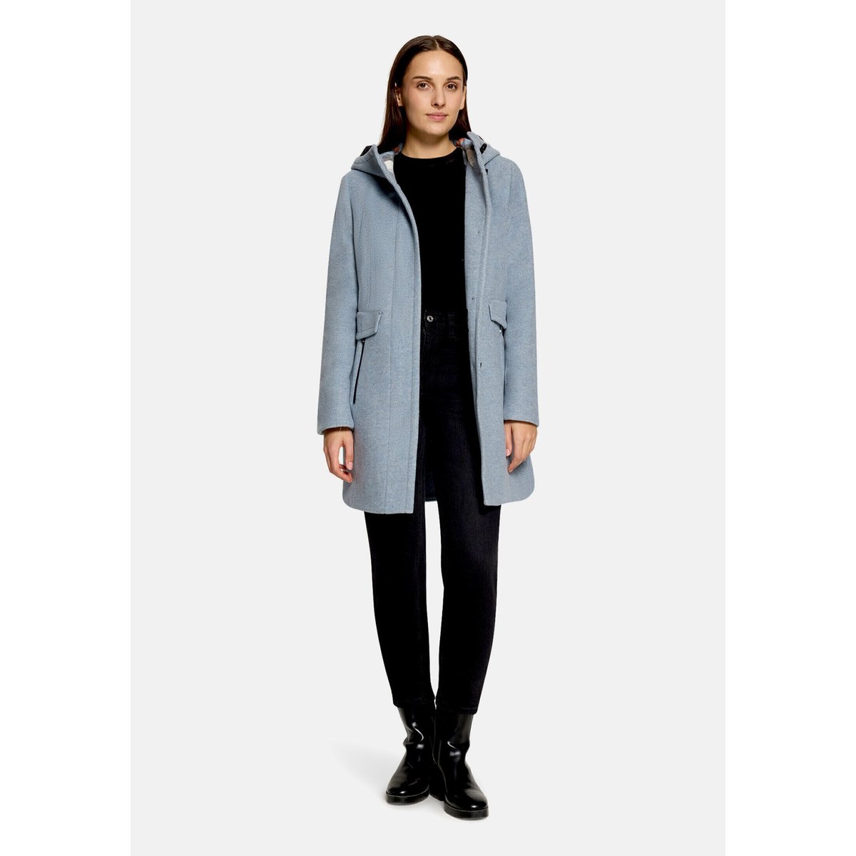 Veste en laine à capuche bright blue melange, GIL BRET
