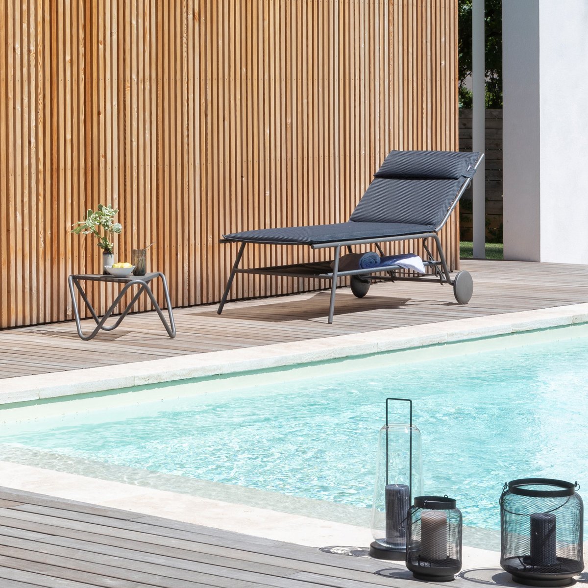 Lit bain de soleil matelassé haut - MIAMI II gris dark grey, LAFUMA MOBILIER