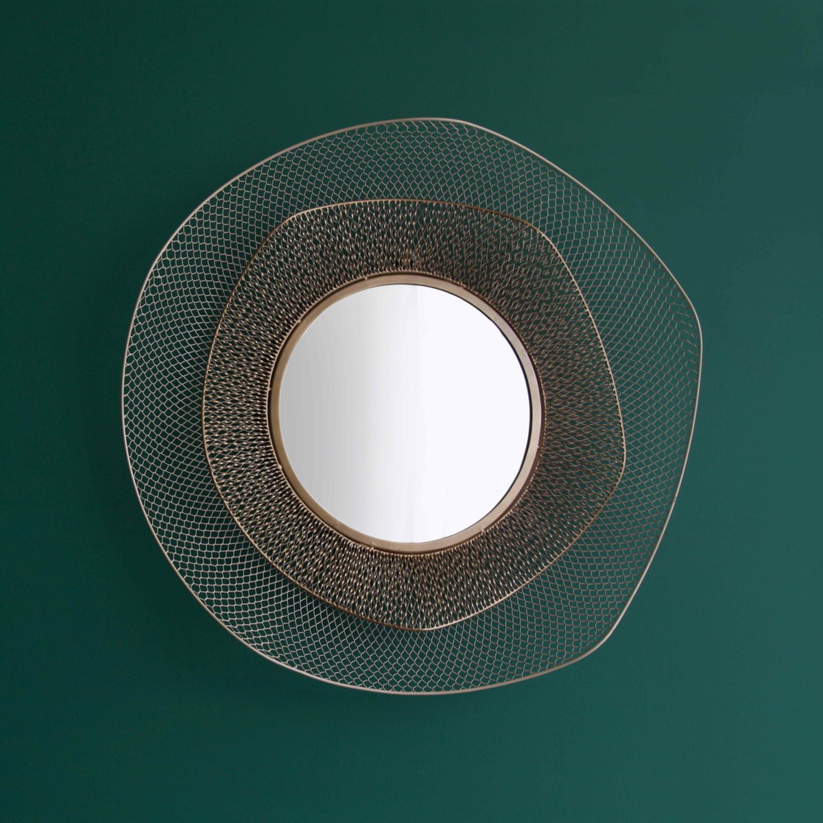 Miroir forme organique en métal avec relief, LAWI jaune, OVIALA