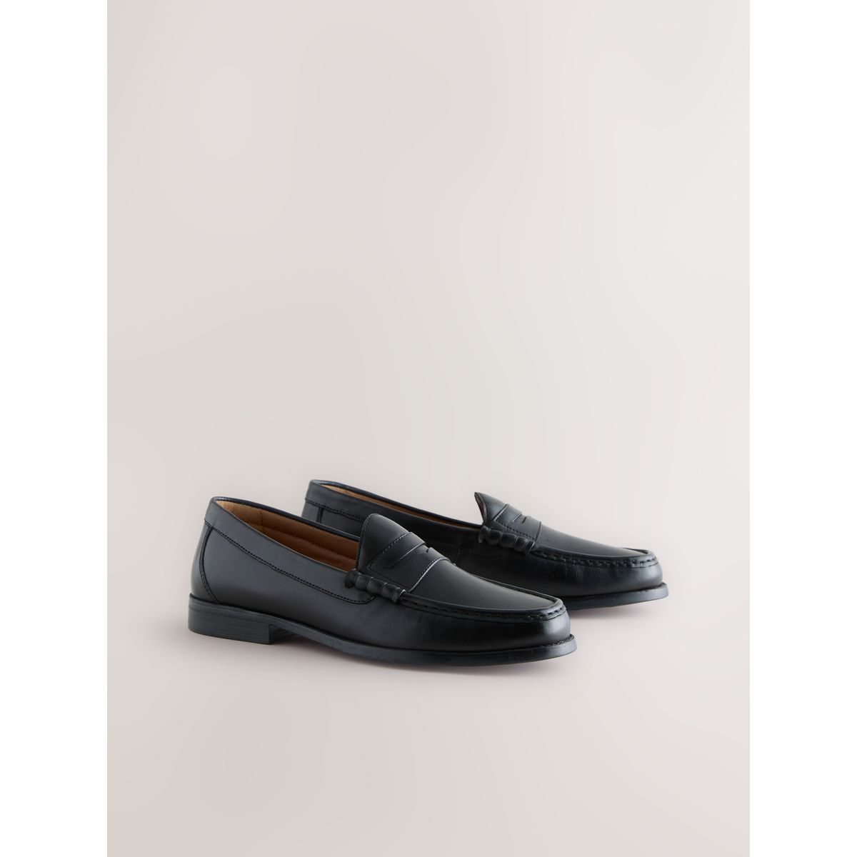 Mocassins en cuir noir, NEXT