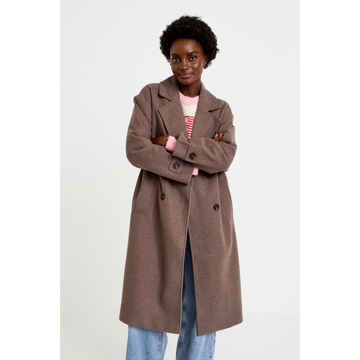 Manteau oversize manches longues taupe, CACHE CACHE