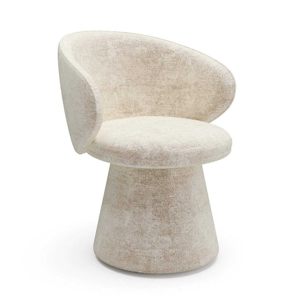 Fauteuil rotatif 180° en velours texturé FLARE crème, SIA HOME