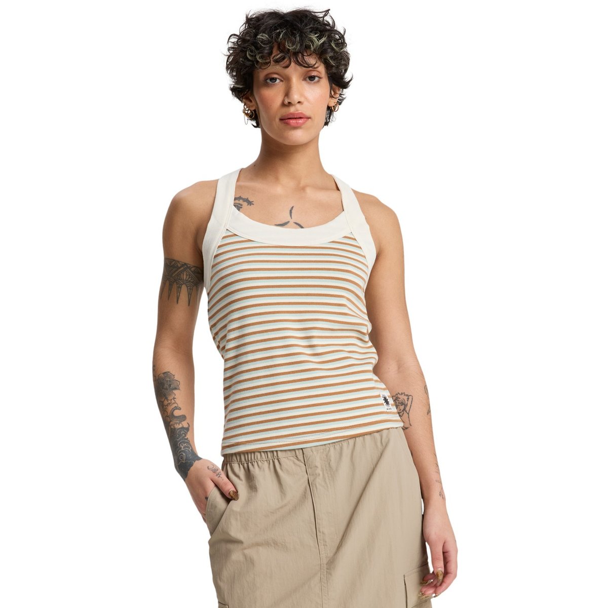 Débardeur RIZA STRIPED marron tobacco riza stripe, QUIKSILVER