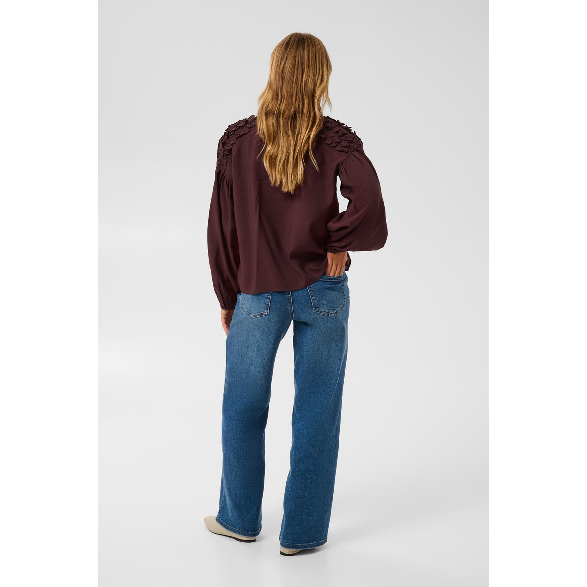 Blouse à manches longues bordeaux fudge, KAFFE