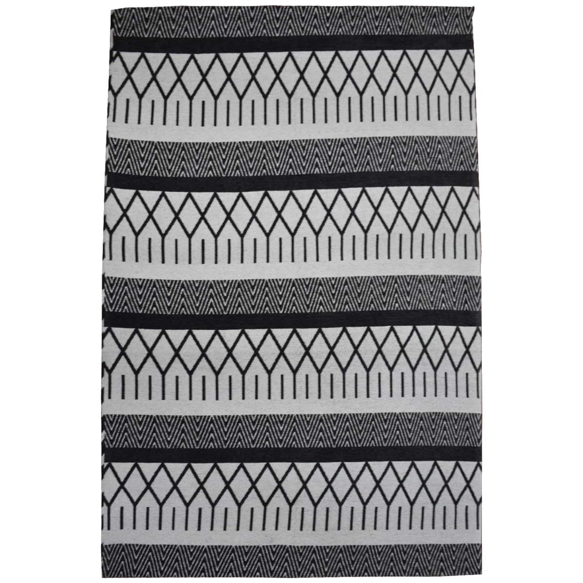 Tapis salon et chambre fait à la main motif scandinave PANATA noir, UN AMOUR DE TAPIS