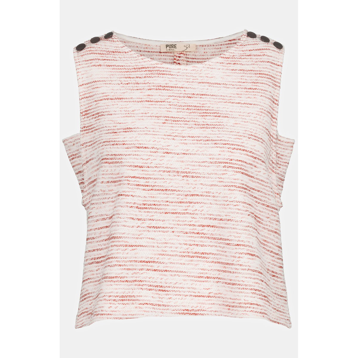 Pull sans manches en molleton, rayures rouge, ULLA POPKEN