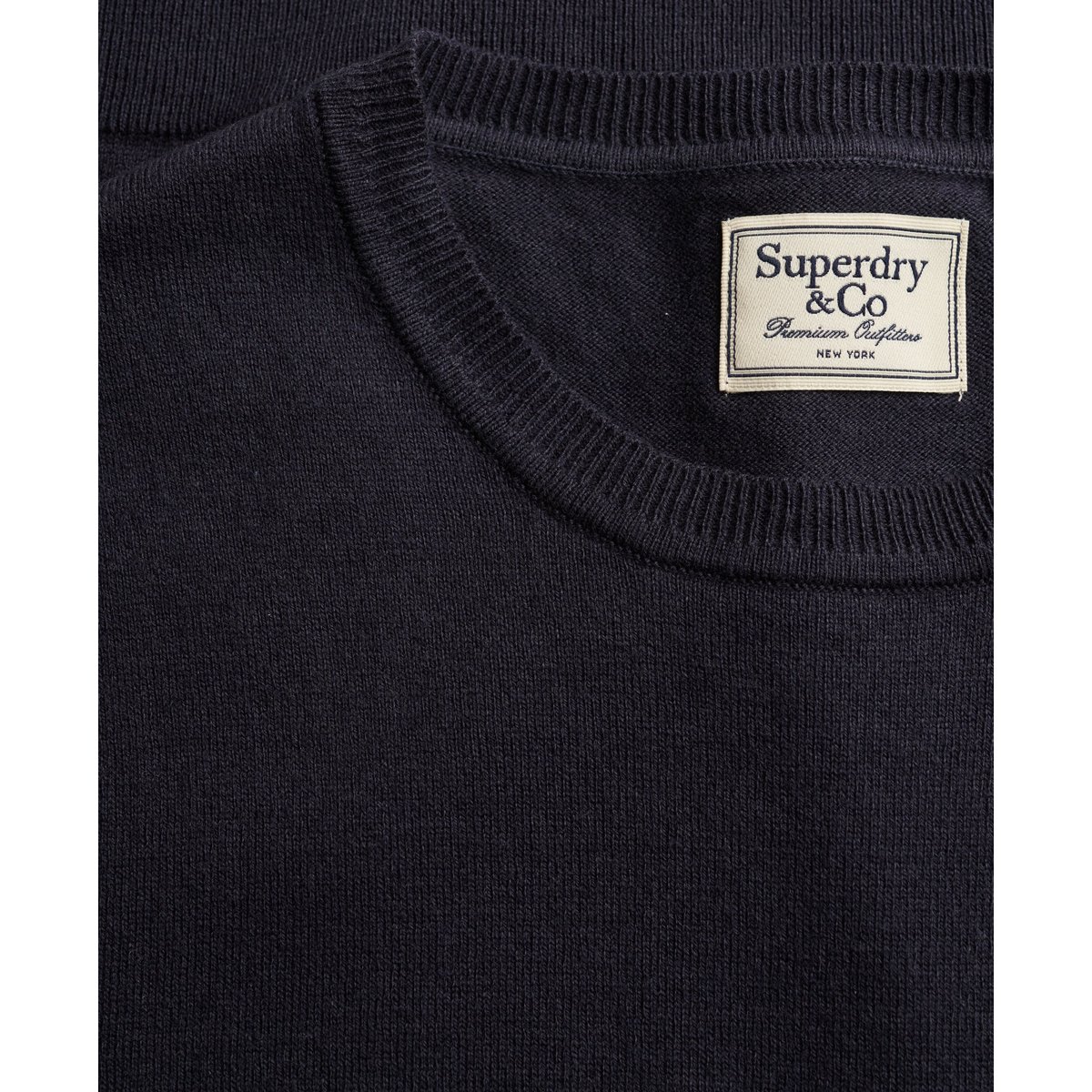 T-shirt en maille premium bleu marine foncé, SUPERDRY