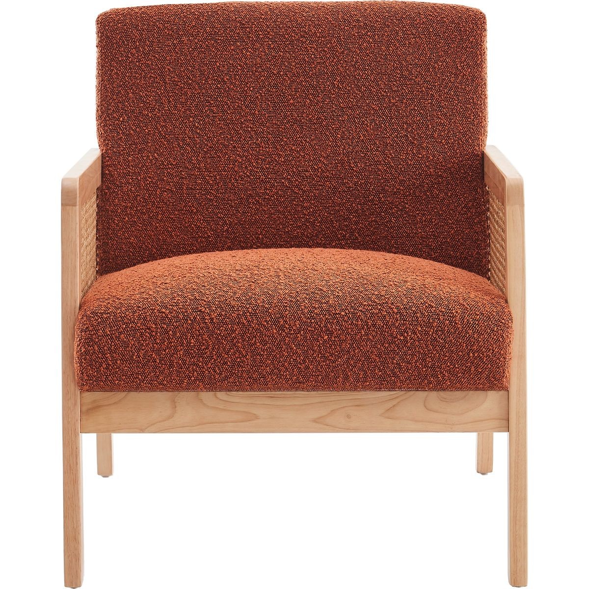 Fauteuil en cannage et tissu bouclé - MANI rouille, HOMIFAB